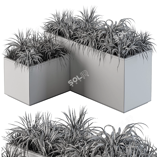 Concrete Cereal Planter: Grass & Grain 3D model image 5