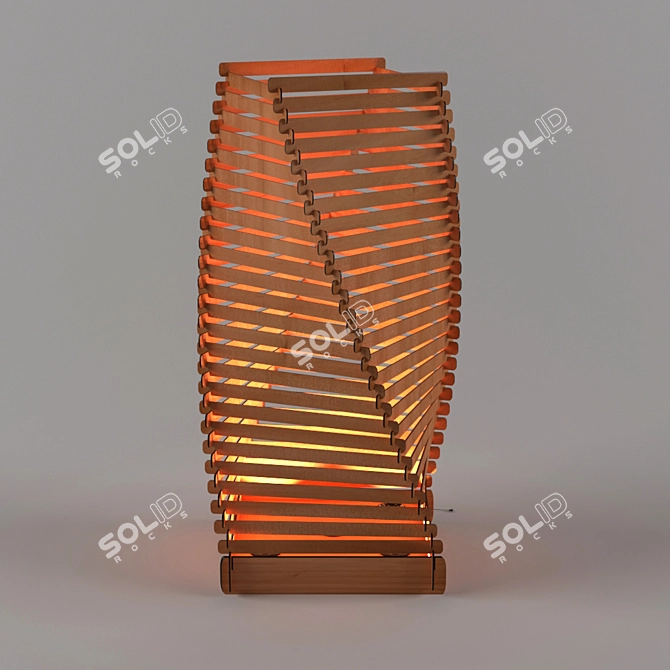 Spiral Wood Floor Lamp 3D model image 1