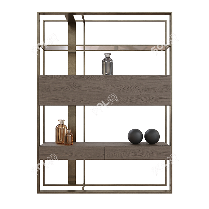 Shake Design Mod Bookcase: Elegant Bronze & Glass 3D model image 1