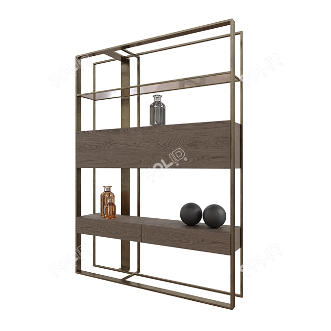 Shake Design Mod Bookcase: Elegant Bronze & Glass 3D model image 2