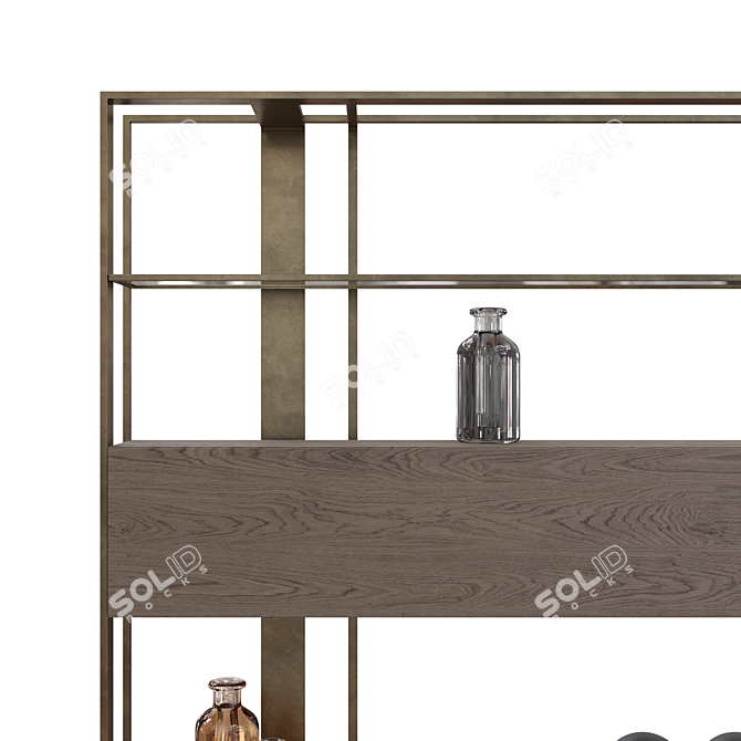 Shake Design Mod Bookcase: Elegant Bronze & Glass 3D model image 3