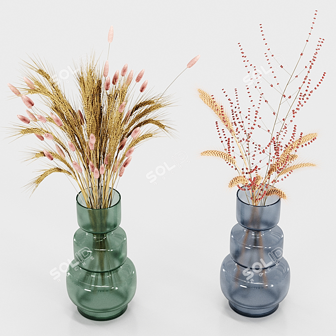 Elegance in Glass: Set of Vases 3D model image 2