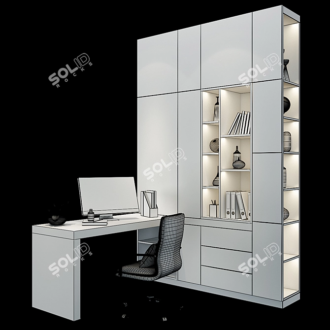 Elegant White Cabinet Furniture 3D model image 2