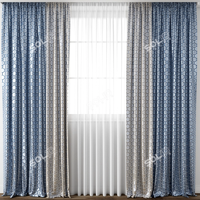 Elegant Detailed Curtain Model 3D model image 1
