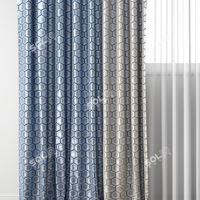 Elegant Detailed Curtain Model 3D model image 2