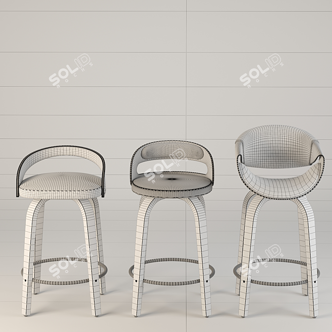 Modern Swivel Stools Set - 3 Designs 3D model image 5