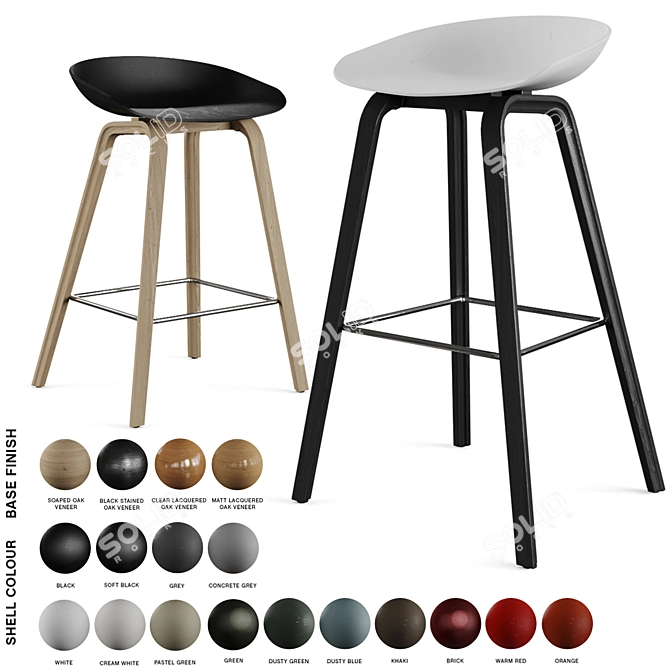 Adjustable Hay Barstool & Counter Stool 3D model image 6