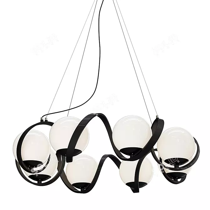 Modern Black Glass Pendant Light 3D model image 1