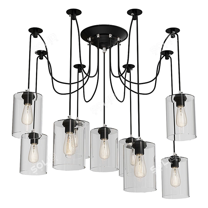 Elegant Glass Spider Chandelier 3D model image 1