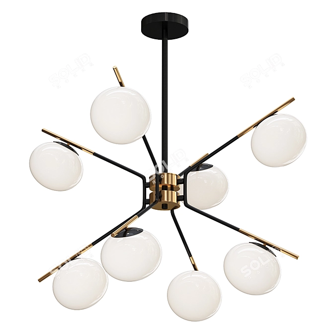 Elegant 6-Light Glass Chandelier 3D model image 1