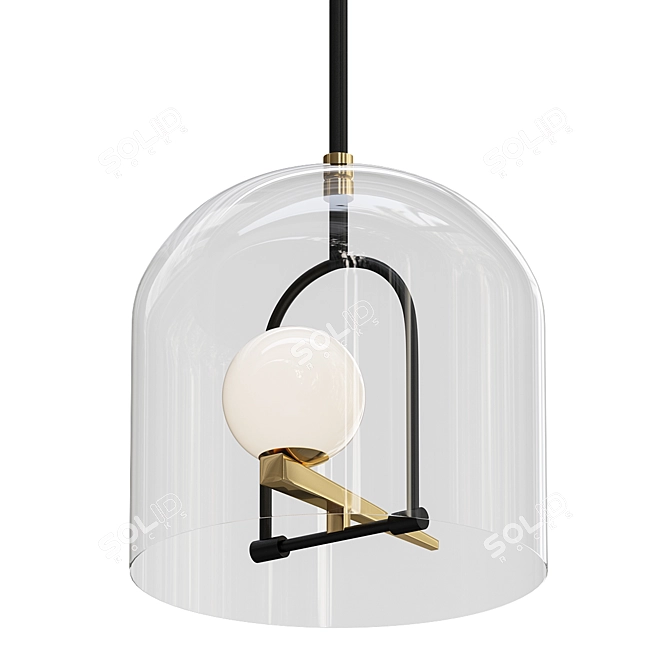 Elegant Bird Cage Pendant 3D model image 1