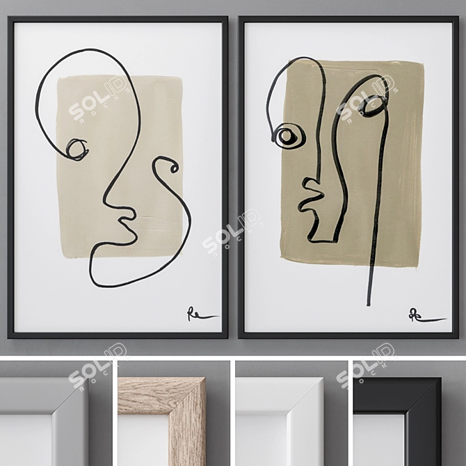 Abstract Modern Art Photo Frames 3D model image 1