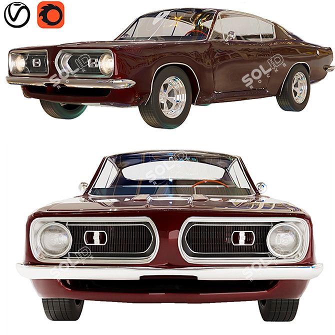 Classic 1968 Plymouth Barracuda 3D model image 1