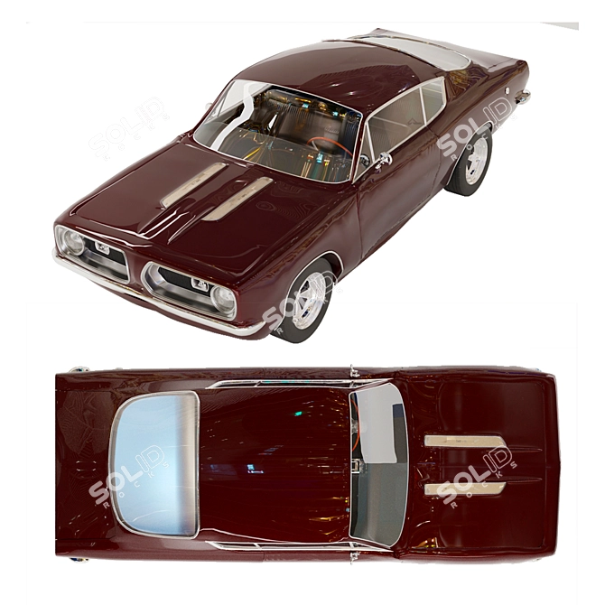 Classic 1968 Plymouth Barracuda 3D model image 3
