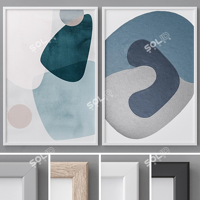 Abstract 2-Piece Paintings Set 3D model image 1