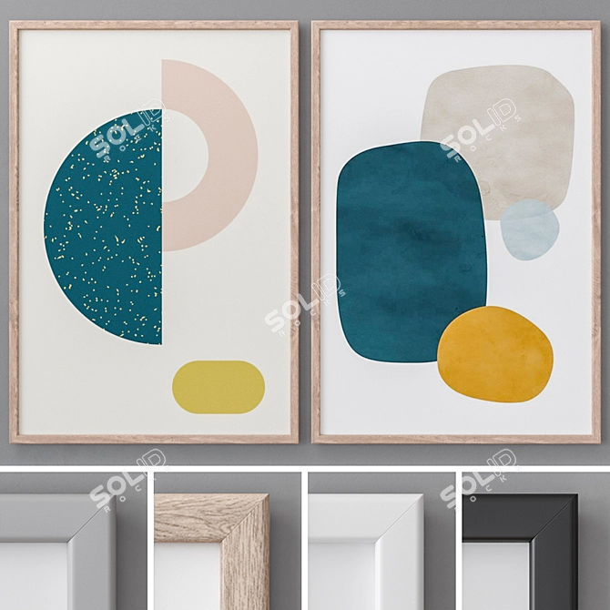 Abstract Modern Art Frames Set 3D model image 1