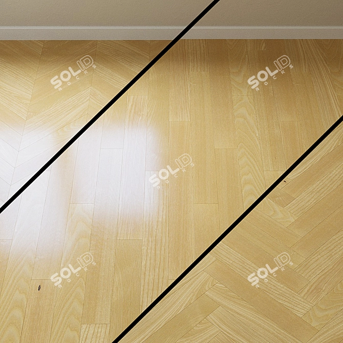 French Chevron Oak Parquet 3D model image 1