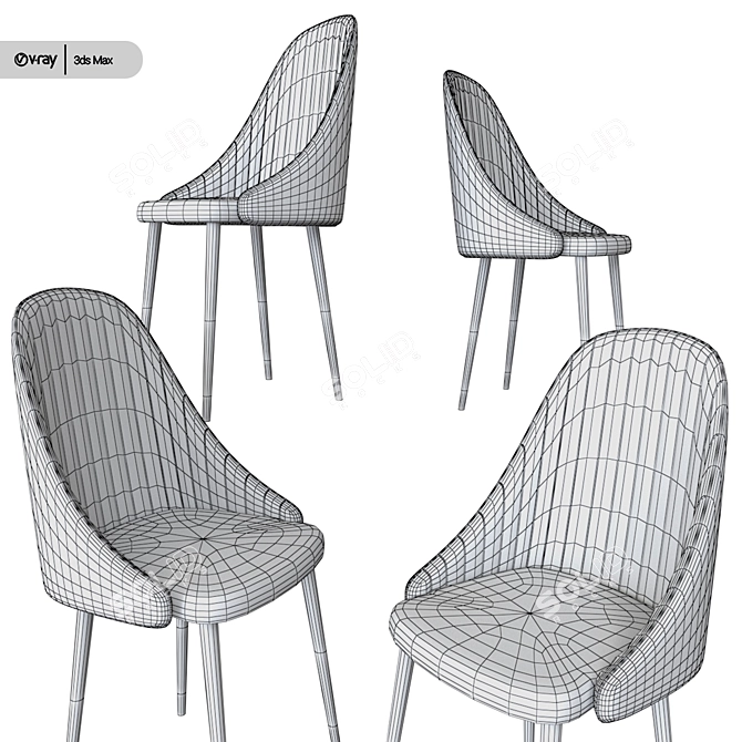 Sleek Modern Bary Stool 3D model image 3