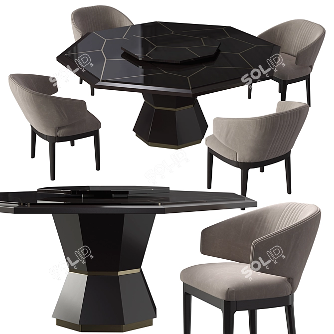 Luxurious Octagonal Carpanese Table 3D model image 1