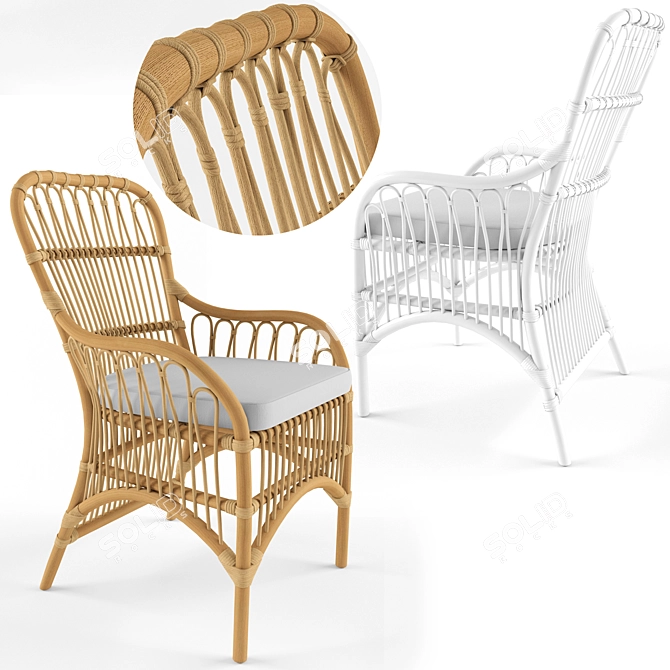 Elegant Rattan Armchair: Comfort & Style 3D model image 1