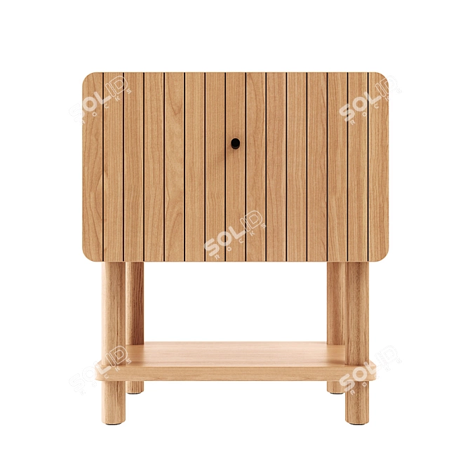 Sleek Oak Bedside Table 3D model image 1