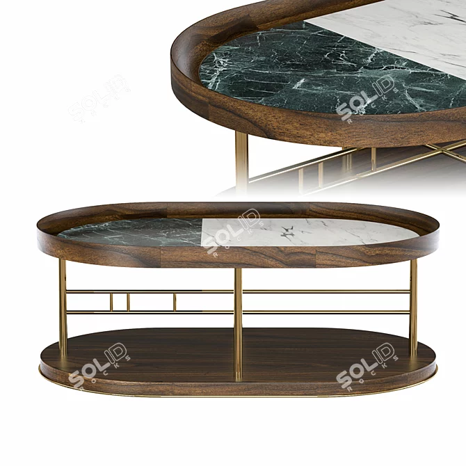 Brass and Marble Center Table 3D model image 5