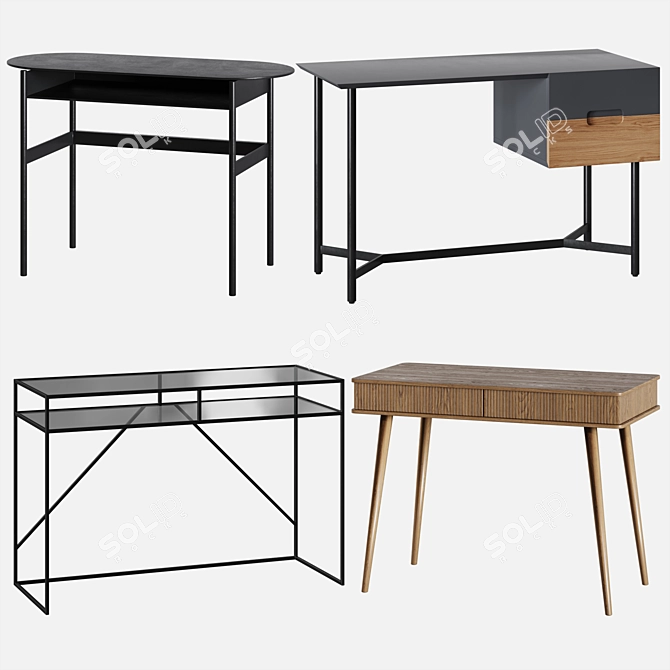 Sleek Lora Oblone Viva Sybil Writing Desk 3D model image 1