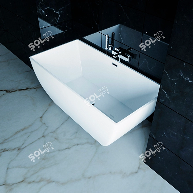 Elegant Black and White Bathtub 3D model image 4