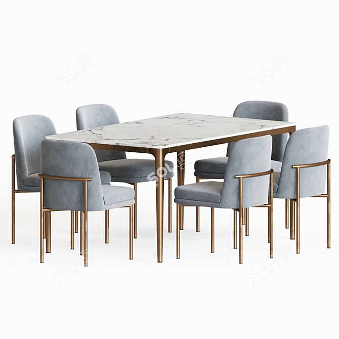 Modern Metal Dining Set 3D model image 3