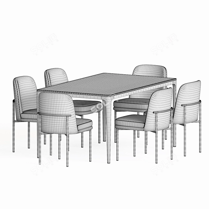 Modern Metal Dining Set 3D model image 4