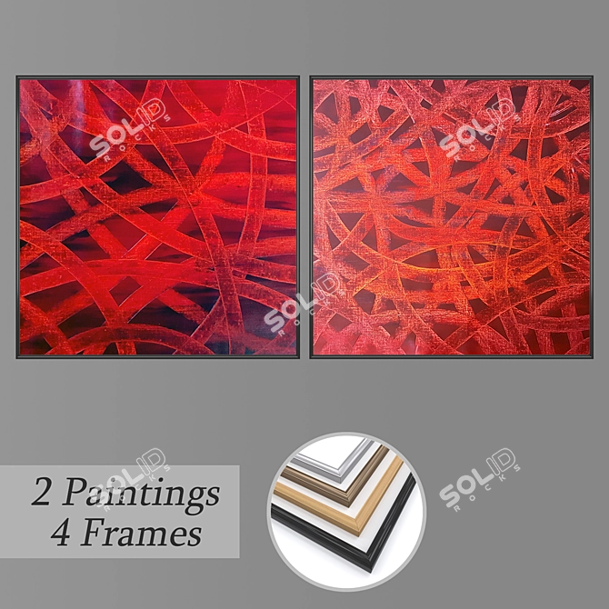 Modern Masterpieces: Set of Wall Paintings 3D model image 1