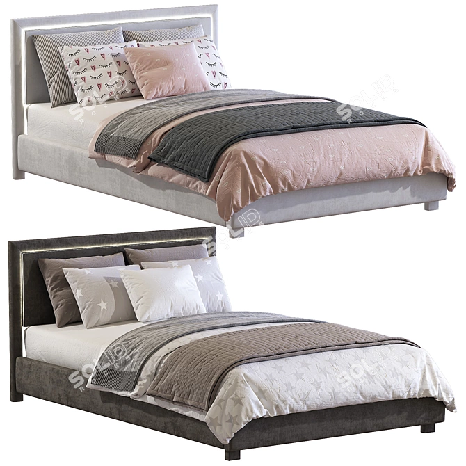 Sleek Teen Bed Frame: 200 x 120 cm 3D model image 1