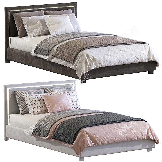 Sleek Teen Bed Frame: 200 x 120 cm 3D model image 2