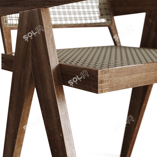 Vintage Pierre Jeanneret Armchair: Iconic Design 3D model image 2