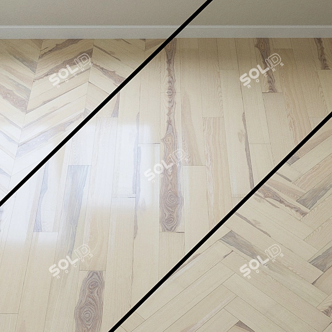 French Fir Chevron Parquet 3D model image 1