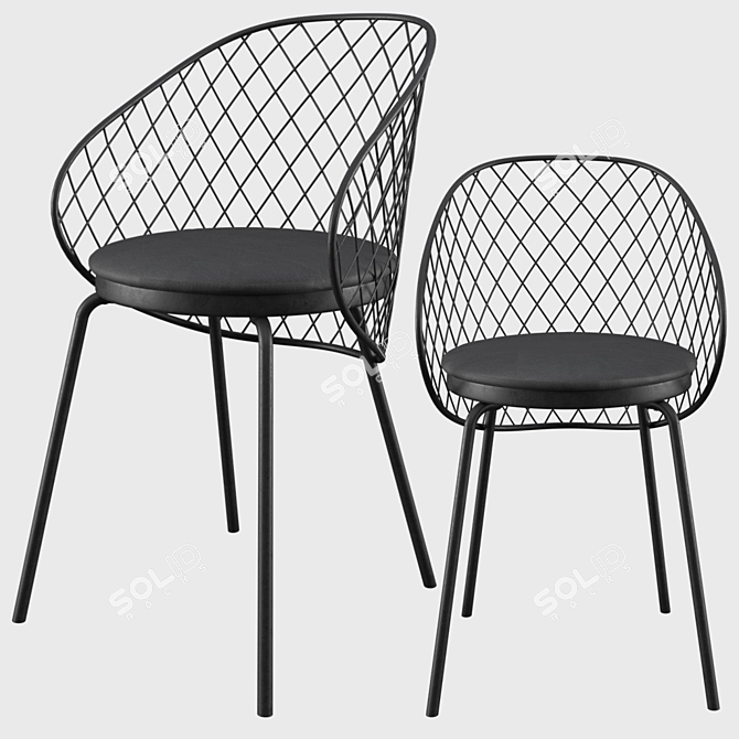 13 Arm Wire Chair | W-460xD-490xH-750 mm 3D model image 1