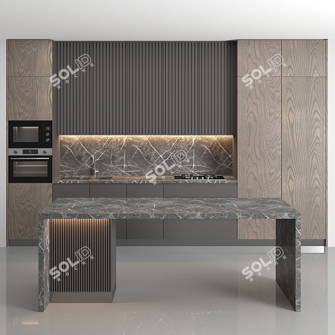 Modern Island Kitchen 3D model image 1