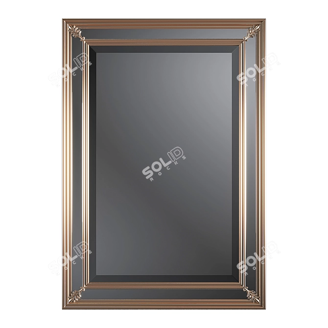 Elegant Gold Frame Mirror 3D model image 1