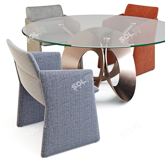 Modern Italian Dining Set: Oracle Table & Aura Chairs 3D model image 2