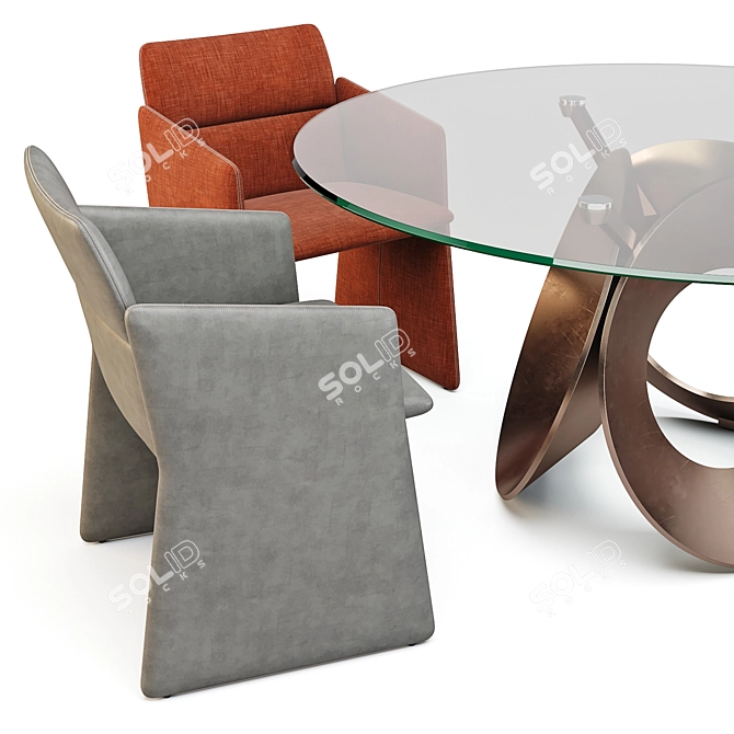 Modern Italian Dining Set: Oracle Table & Aura Chairs 3D model image 3