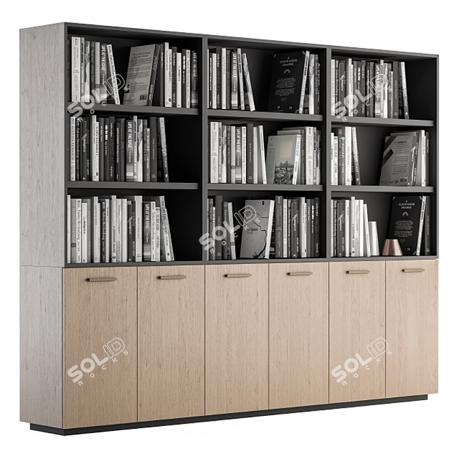 Minimalist Monochrome Bookshelf 3D model image 2