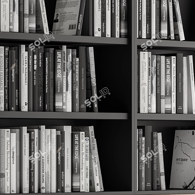 Minimalist Monochrome Bookshelf 3D model image 3