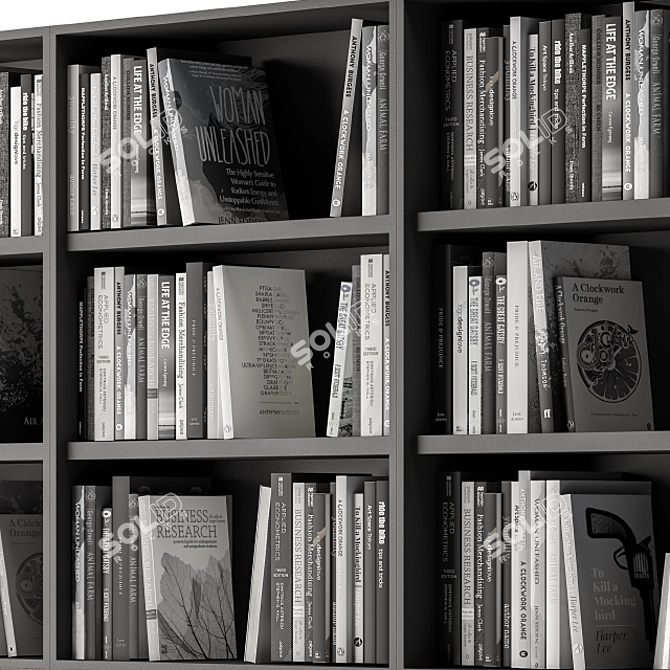 Minimalist Monochrome Bookshelf 3D model image 4