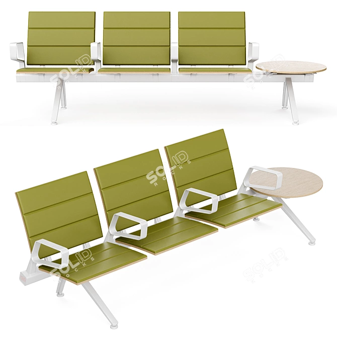 Elegant Green Airport Seating 3D model image 1