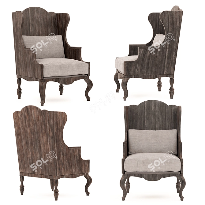 Rustic Charm: Luberon Chair 3D model image 1