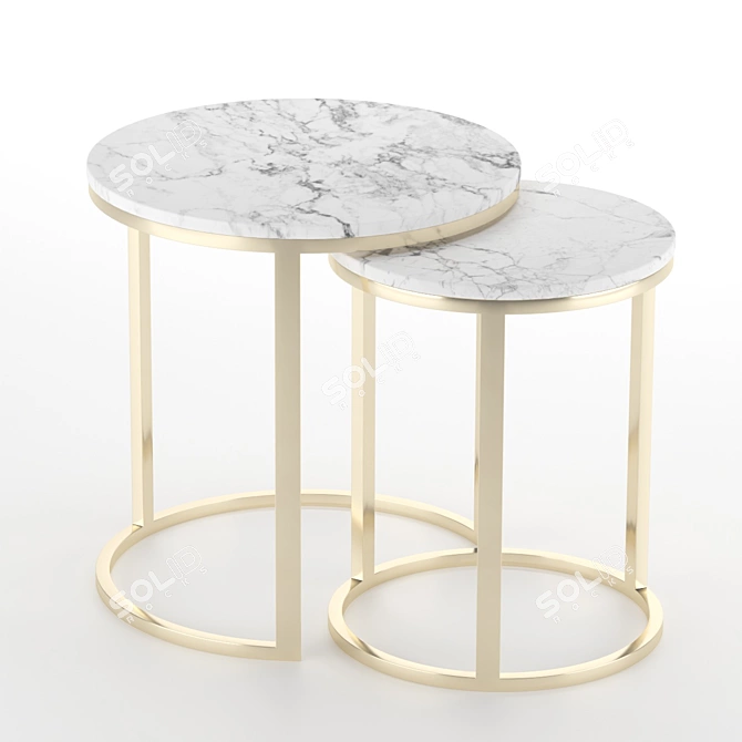 Marble Top Metal Base Coffee Tables 3D model image 1