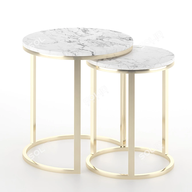 Marble Top Metal Base Coffee Tables 3D model image 2