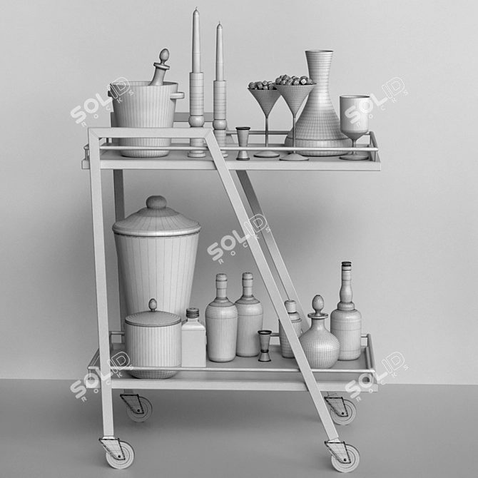 Elegant Alcohol Table Set 3D model image 2