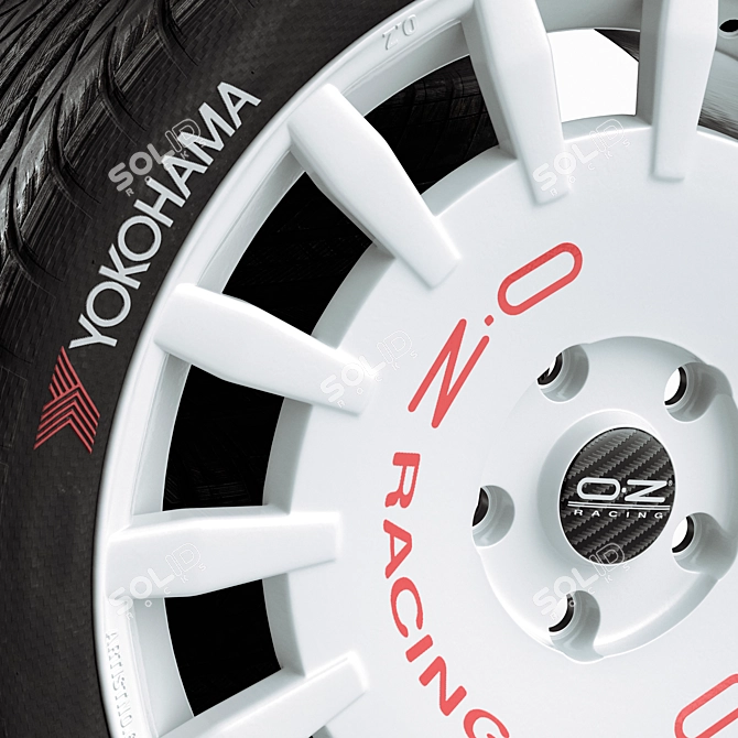Title: OZ Rally Racing White Wheels 3D model image 3