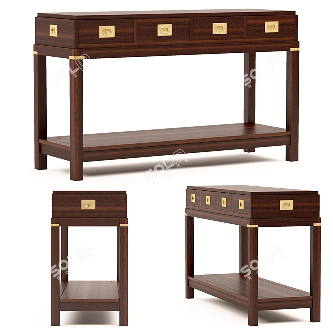 Wellington 4 Drawer Console - Elegant Storage Solution 3D model image 1